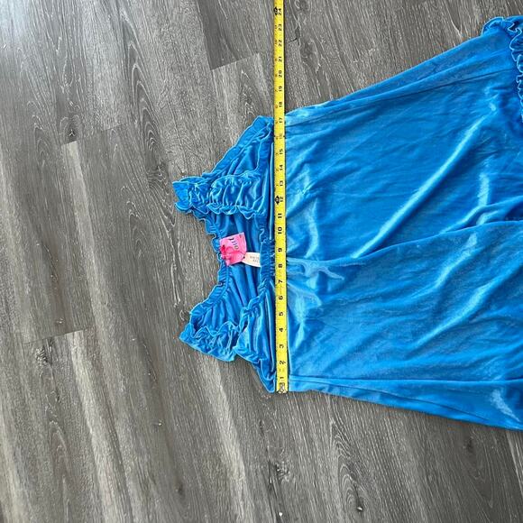 Vintage Y2K Victoria’s Secret Blue Velour Ruffle Babydoll Slip size small - Picture 4 of 4